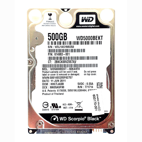HP 600170-001 | 500GB 7200RPM SATA 3Gb/s 16MB Cache 2.5-inch Hard Drive Refurbished - Hewlett-Packard (ou HP en abrégé) refurbished available on Gotodirect