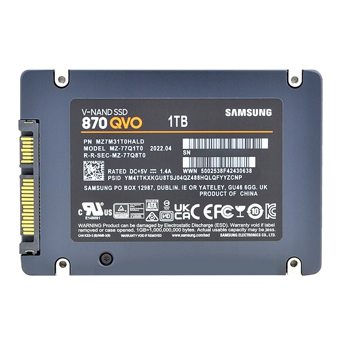 Samsung MZ-77Q1T0 | 870 QVO Series 1TB 2.5-inch 6GB/s SATA 1GB Cache V-NAND 4bit MLC (QLC) Solid State Drive Refurbished - Samsung refurbished available on Gotodirect