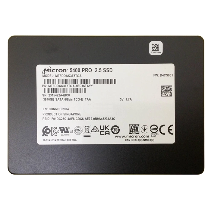 Buy Micron MTFDDAK3T8TGA-1BC16TAYY | 5400 PRO Series 3.84TB Triple-Level Cell SATA 6Gb/s 3D NAND Read Intensive (SED TCG eSSC Encryption) 2.5-Inch Solid State Drive Refurbished - $954.59 Micron MTFDDAK3T8TGA-1BC16TAYY | 5400 PRO Series 3.84TB Triple-Level Cell SATA 6Gb/s 3D NAND Read Intensive (SED TCG eSSC Encryption) 2.5-Inch Solid State Drive Refurbished - refurbished available on Gotodirect