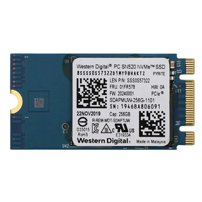 Western Digital SDAPMUW-256G-1101 | PC SN520 Series 256GB TLC PCI Express 3.0 x2 NVMe M.2 2242 Internal Solid State Drive Refurbished - Western Digital refurbished available on Gotodirect