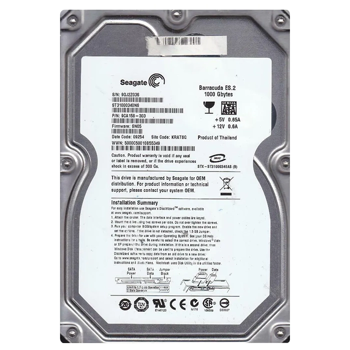 Seagate 9CA158-303 | BarraCuda ES.2 Series 1TB 7200RPM SATA 3Gb/s 32MB Cache 3.5-Inch Hard Drive Refurbished - Seagate refurbished available on Gotodirect