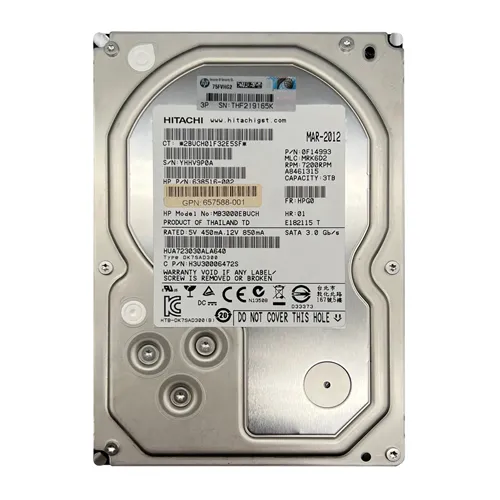 Buy HP 657588-001 | 3TB 7200RPM SATA 6Gb/s 64MB Cache Hot Swappable 3.5-inch Midline Hard Drive for ProLiant Server Refurbished - $221.11 HP 657588-001 | 3TB 7200RPM SATA 6Gb/s 64MB Cache Hot Swappable 3.5-inch Midline Hard Drive for ProLiant Server Refurbished - Hewlett-Packard (ou HP en abrégé) refurbished available on Gotodirect