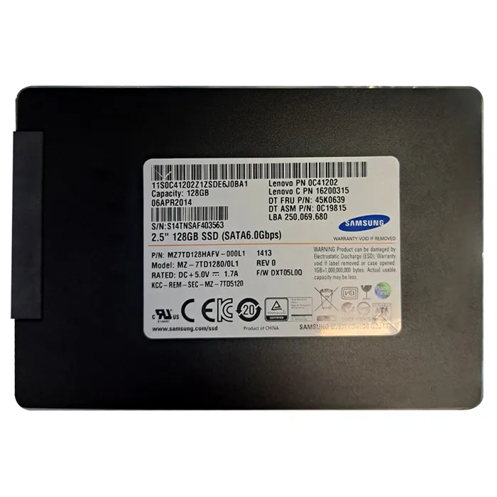 Samsung MZ7TD128HAFV-000L1 | PM841 Series 128GB Triple-Level-Cell SATA 6Gb/s 7mm TCG Opal 2.0 2.5-Inch Solid State Drive Refurbished - Samsung refurbished available on Gotodirect