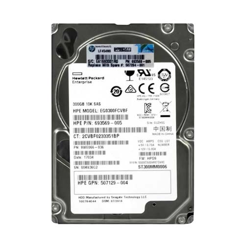 HP 693569-005 | 300GB 10000RPM SAS 6Gb/s SFF Hot-Pluggable Dual Port 2.5-inch Hard Drive for Gen8 to Gen9 ProLiant Servers Refurbished - Hewlett-Packard (ou HP en abrégé) refurbished available on Gotodirect