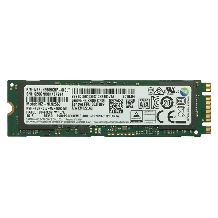 Lenovo 00JT009 | 256GB Multi-Level Cell SATA 6Gb/s M.2 2280 Solid State Drive for ThinkPad X1 Carbon Refurbished - Lenovo refurbished available on Gotodirect