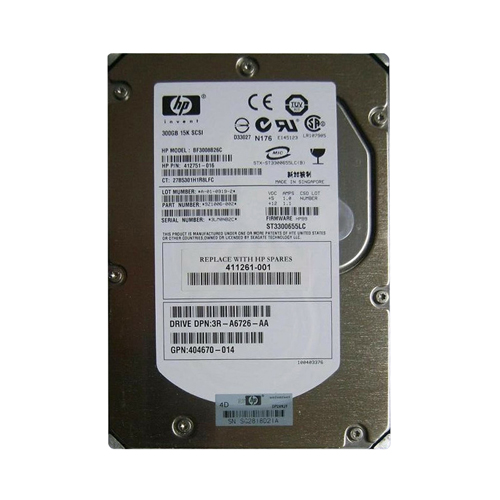 HP 411261-001 | 300GB 15000RPM Ultra320 SCSI Hot-Pluggable LVD 80-Pin 3.5-inch Hard Drive for ProLiant Gen1 to Gen4 Servers Refurbished - Hewlett-Packard (ou HP en abrégé) refurbished available on Gotodirect
