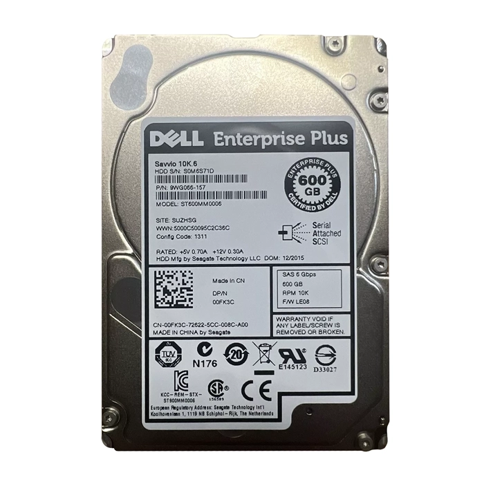 Dell 00FK3C | 600GB 10000RPM SAS 6Gb/s Hot-Pluggable 2.5-Inch Hard Drive for EqualLogic Storage Array Refurbished - Dell refurbished available on Gotodirect