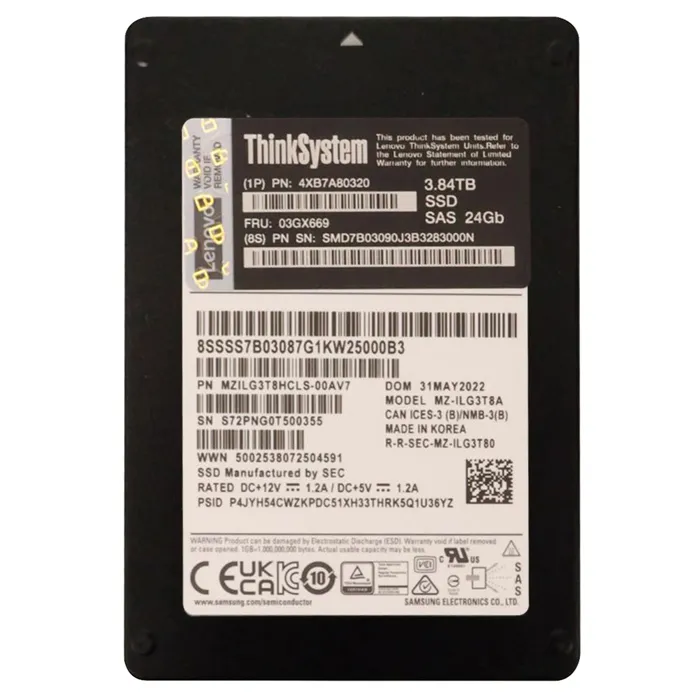 Lenovo 4XB7A80320 | 3.84TB SAS 24Gb/s Read Intensive Hot-Swappable 2.5-Inch Solid State Drive for ThinkSystem Refurbished - Lenovo refurbished available on Gotodirect