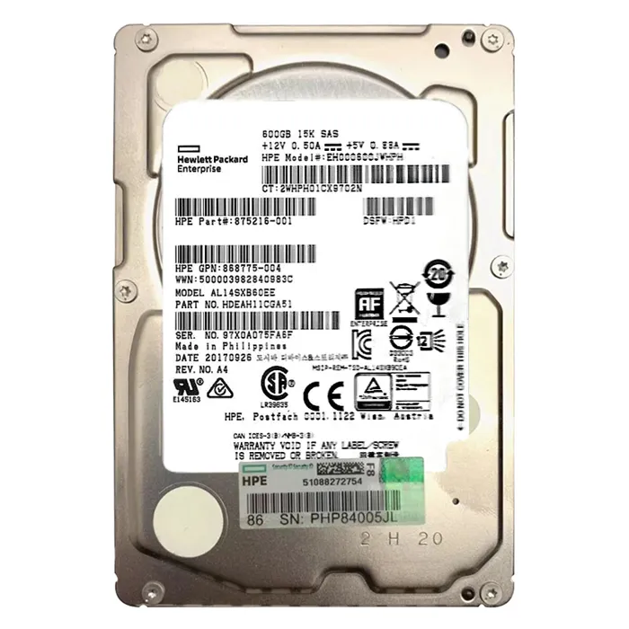 HP 868775-004 | 600GB 15000RPM SAS 12Gb/s Hot-Swappable SFF 2.5-inch Hard Drive Refurbished - Hewlett-Packard (ou HP en abrégé) refurbished available on Gotodirect