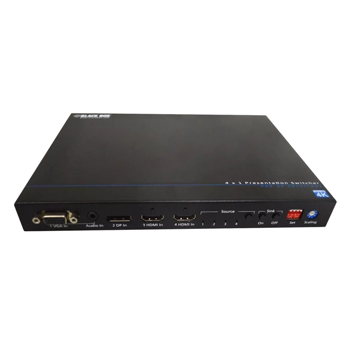 Black Box AVSC-0401H | 4K, HDMI, DisplayPort, VGA, HDBaseT, 4 x 1 Presentation Switcher Refurbished -  refurbished available on Gotodirect