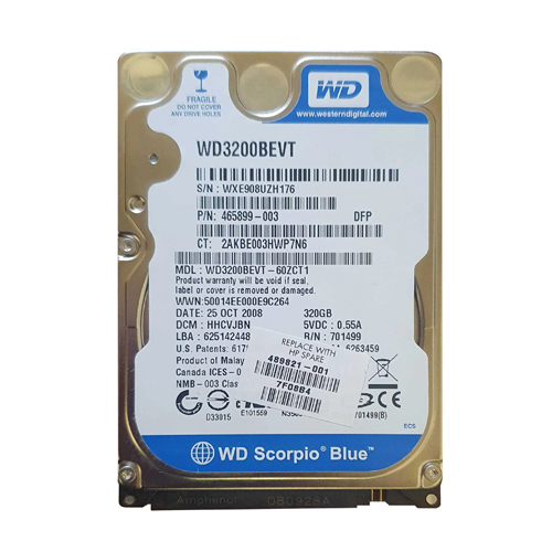HP 489821-001 | 320GB 5400RPM SATA 1.5Gb/s 8MB Cache 2.5-inch Hard Drive Refurbished - Hewlett-Packard (ou HP en abrégé) refurbished available on Gotodirect