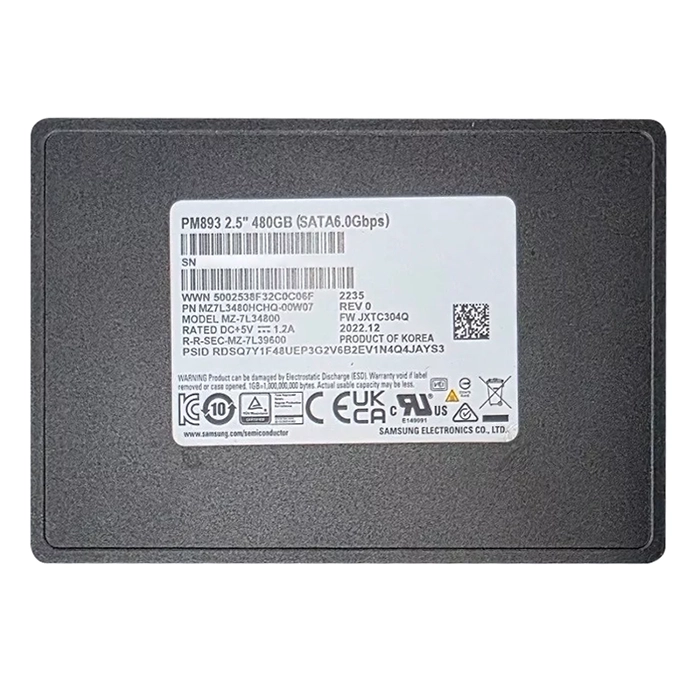 Samsung MZ7L3480HCHQ-00W07 | Enterprise PM893 Series 480GB Triple-Level Cell  SATA 6GB/s V-NAND 7mm 2.5-inch Solid State Drive Refurbished - Samsung refurbished available on Gotodirect