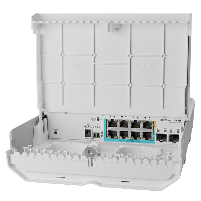 Mikrotik CSS610-1GI-7R-2S+OUT | netPower Lite 7R 8-Ports Outdoor Switch with 7-Ports Reverse PoE 2-Port SFP+ Refurbished - MikroTik refurbished available on Gotodirect