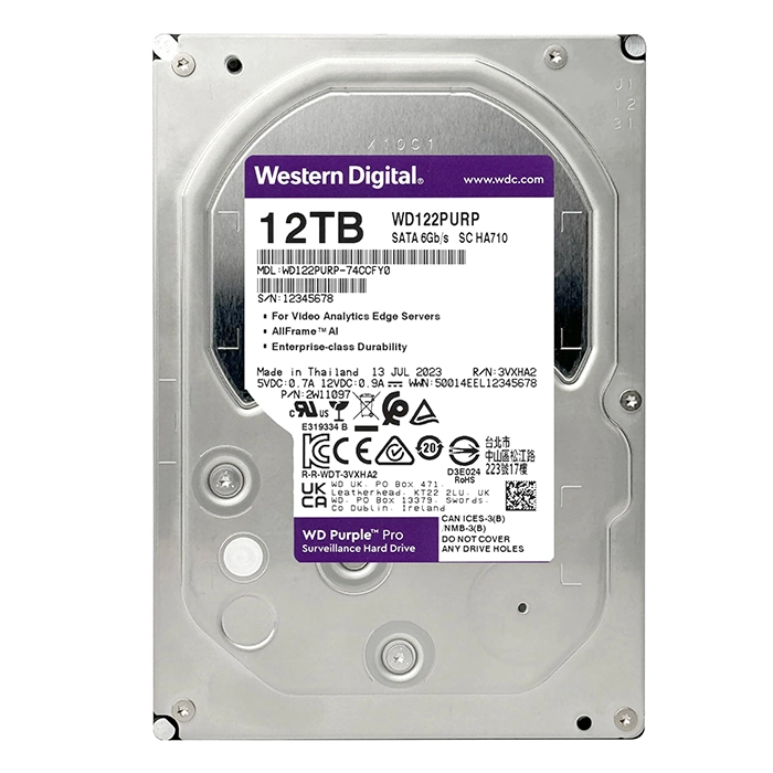 Western Digital WD122PURP | Purple Pro Air 12TB 3.5-inch 6GB/s SATA 7200RPM 512MB Cache Surveillance Hard Drive Refurbished - Western Digital refurbished available on Gotodirect