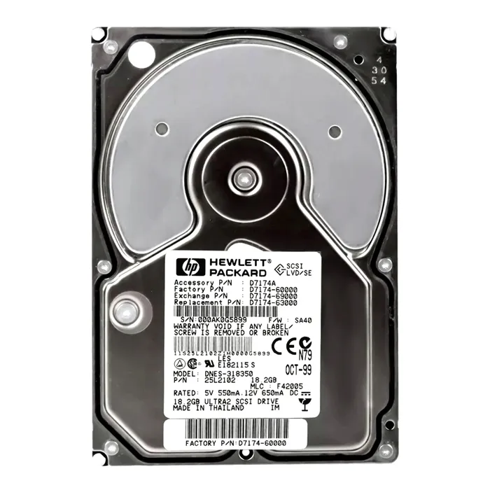 HP D7174-60000 | 18.2GB 7200RPM Wide Ultra2 SCSI Hot Swappable LVD 80-Pin 3.5-Inch Hard Drive Refurbished - Hewlett-Packard (ou HP en abrégé) refurbished available on Gotodirect