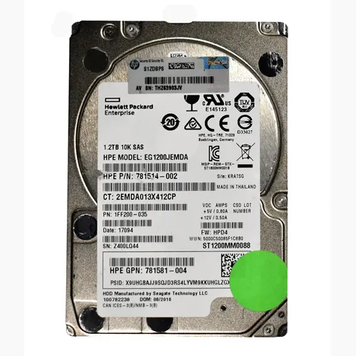 HP EG1200JEMDA | 1.2TB 10000RPM SAS 12Gb/s Hot-Pluggable (512n) SFF 2.5-inch Enterprise Hard Drive for Gen8/10 ProLiant Server/Storage Array Refurbished - Hewlett-Packard (ou HP en abrégé) refurbished available on Gotodirect