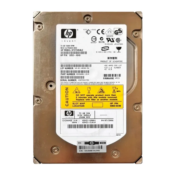 HP 0950-4649 | 73GB 15000RPM Ultra-320 SCSI Hot-Pluggable (LVD) 80-Pin 3.5-Inch Hard Drive Refurbished - Hewlett-Packard (ou HP en abrégé) refurbished available on Gotodirect