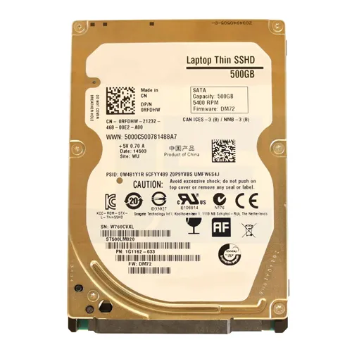 Dell 0RFDHW | 500GB 5400RPM Multi-Level Cell 8GB NAND SATA 6Gb/s 64MB Cache 2.5-Inch Hybrid Hard Drive Refurbished - Dell refurbished available on Gotodirect