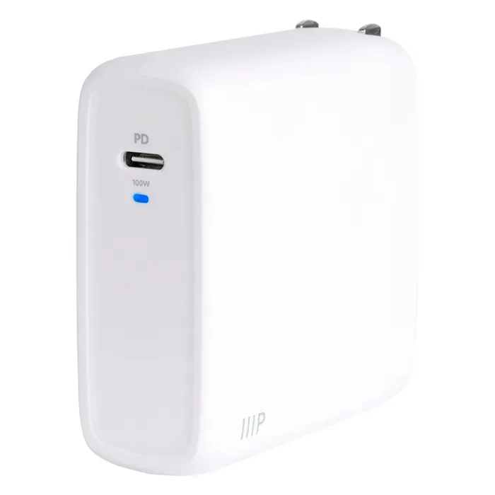 Monoprice 41985 | USB-C Charger 100W 1-port PD GaN Technology Foldable Wall Plug for MacBook Pro/Air iPad Pro iPhone 16/15/14/Plus/Pro/Pro Max Refurbished -  refurbished available on Gotodirect