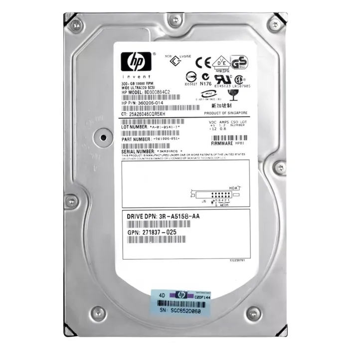 HP 271837-025 | 300GB 10000RPM Ultra-320 SCSI Hot-Pluggable (LVD) 80-Pin 3.5-Inch Hard Drive for BL20p G1/BL20p G2/BL20p G3/BL25p Server Refurbished - Hewlett-Packard (ou HP en abrégé) refurbished available on Gotodirect