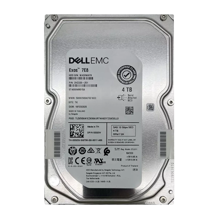 Dell 03323V | 4TB 7200RPM SAS 12Gb/s Hot-Pluggable (SED) 3.5-Inch Nearline Hard Drive for PowerEdge Server & PowerVault Storage Array Refurbished - Dell refurbished available on Gotodirect