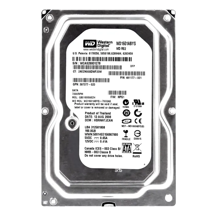 Western Digital WD1601ABYS-70C0A0 | RE2 160GB 7200RPM SATA 3Gb/s 16MB Cache (RoHS) 3.5-Inch Enterprise Hard Drive Refurbished - Western Digital refurbished available on Gotodirect