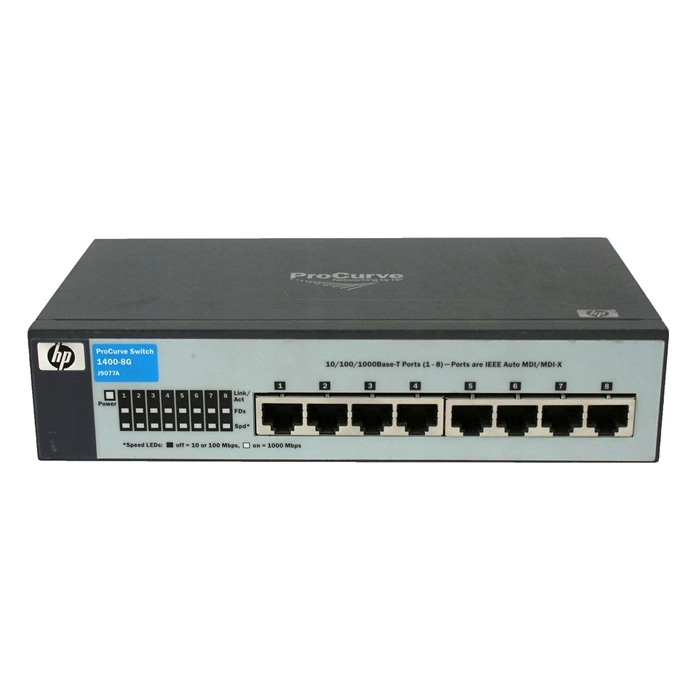 HP J9077-61001 | ProCurve 1400 Series 1400-8G 8 x 10/100/1000Base-T RJ-45 Ports Layer 2 Unmanaged Gigabit Ethernet Network Switch Refurbished - Hewlett-Packard (ou HP en abrégé) refurbished available on Gotodirect