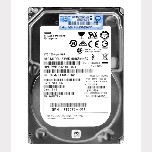HP SAWK1000S5XNN7.2 | 3Par StoreServ 1TB 7200RPM SAS 6Gb/s 64MB Cache 2.5-Inch Hard Drive Refurbished - Hewlett-Packard (ou HP en abrégé) refurbished available on Gotodirect