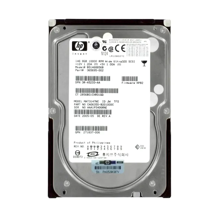 HP 365695-002 | 146GB 10000RPM Ultra320 SCSI Hot-Pluggable LVD 80-Pin 3.5-inch Hard Drive for ProLiant Server Refurbished - Hewlett-Packard (ou HP en abrégé) refurbished available on Gotodirect