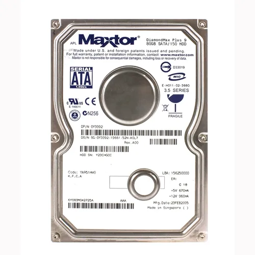 Dell Y3392 | 80GB 7200RPM SATA 1.5Gb/s 8MB Cache 3.5-Inch Hard Drive for Dimension Desktop Refurbished - Dell refurbished available on Gotodirect