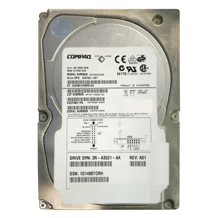HP 260755-001 | 36.4GB 10000RPM Wide Ultra3 SCSI Hot-Swappable 80-Pin 3.5-Inch Hard Drive Refurbished - Hewlett-Packard (ou HP en abrégé) refurbished available on Gotodirect