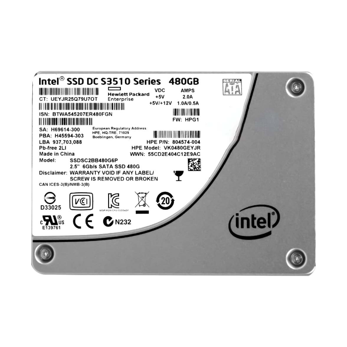 HP VK0480GEYJR | 480GB Multi-Level Cell SATA 6Gb/s Hot Pluggable Read Intensive 2.5-Inch Solid State Drive for ProLiant Gen9 Server Refurbished - Hewlett-Packard (ou HP en abrégé) refurbished available on Gotodirect