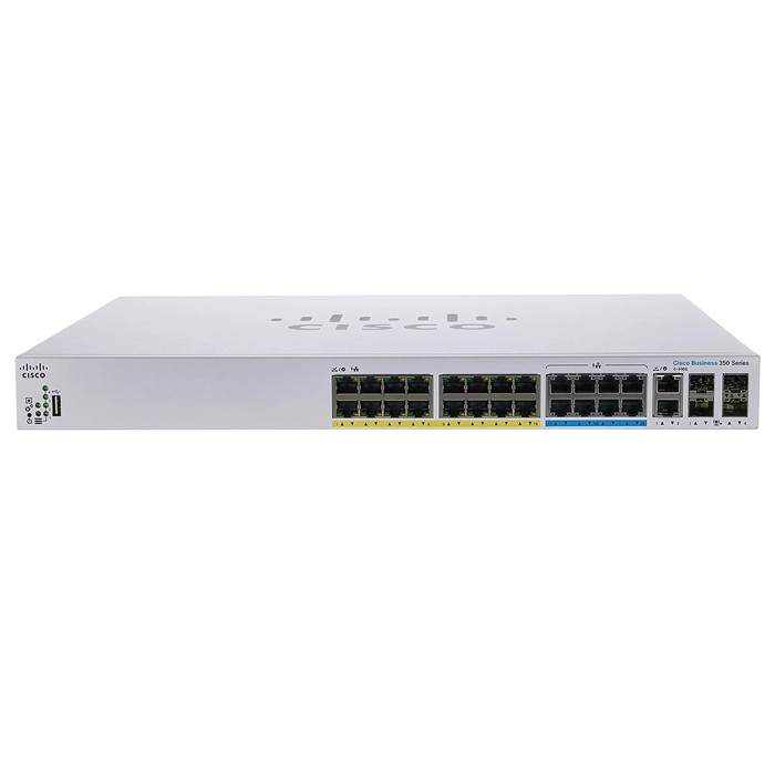 Cisco CBS350-24NGP-4X-JB-RF | Business 350 16 x RJ-45 Ports PoE+ 10/100/1000Base-T 8 x RJ-45 5GE Ports PoE+ 2 x RJ-45 10GE Ports 4 x SFP+ Ports Layer 3 Managed Rack-mountable Gigabit Ethernet Network Switch Refurbished - Cisco Systems Inc. refurbished available on Gotodirect