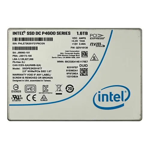 Intel SSDPE2KE016T701 | DC P4600 1.6TB Triple-Level Cell PCI Express 3.1 x4 NVMe 2.5-Inch Solid State Drive Refurbished - Intel refurbished available on Gotodirect