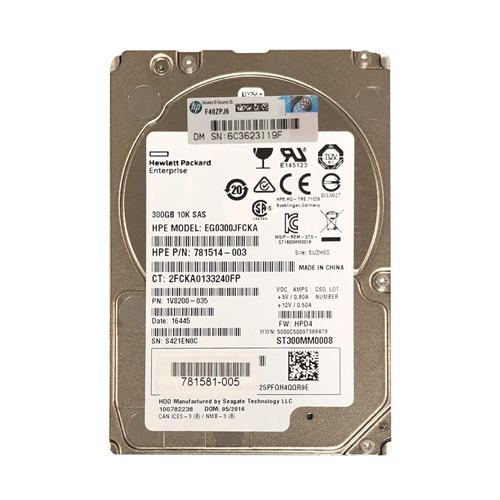 HP 781581-005 | 300GB 10000RPM SAS 12Gb/s Hot-Swappable Dual Port 2.5-inch Hard Drive with Smart Carrier Refurbished - Hewlett-Packard (ou HP en abrégé) refurbished available on Gotodirect