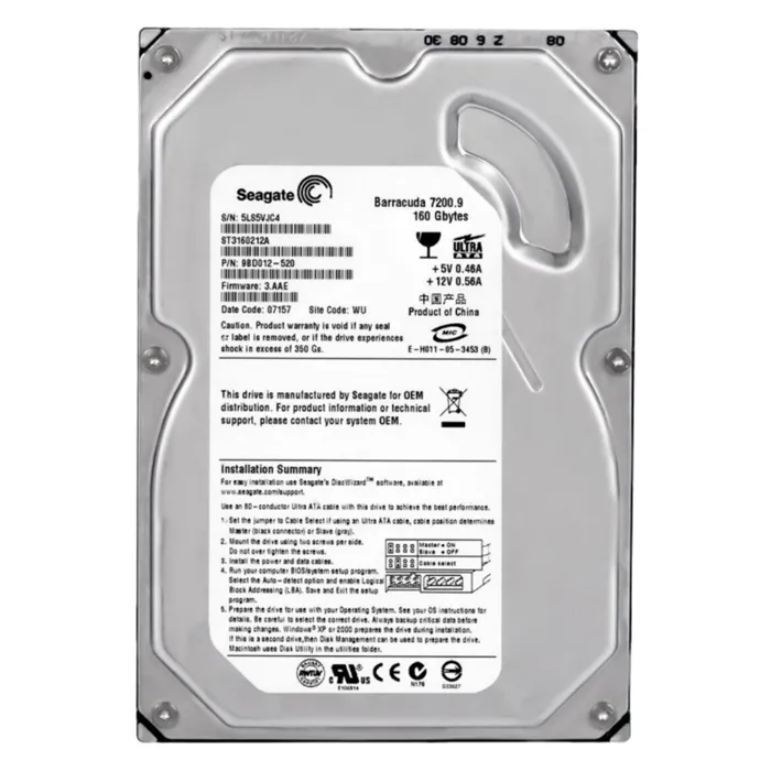 Seagate 9BD012-520 | Barracuda 7200.9 Series 160GB 7200RPM IDE Ultra ATA/100 (ATA-6) 2MB Cache 3.5-Inch Hard Drive Refurbished - Seagate refurbished available on Gotodirect