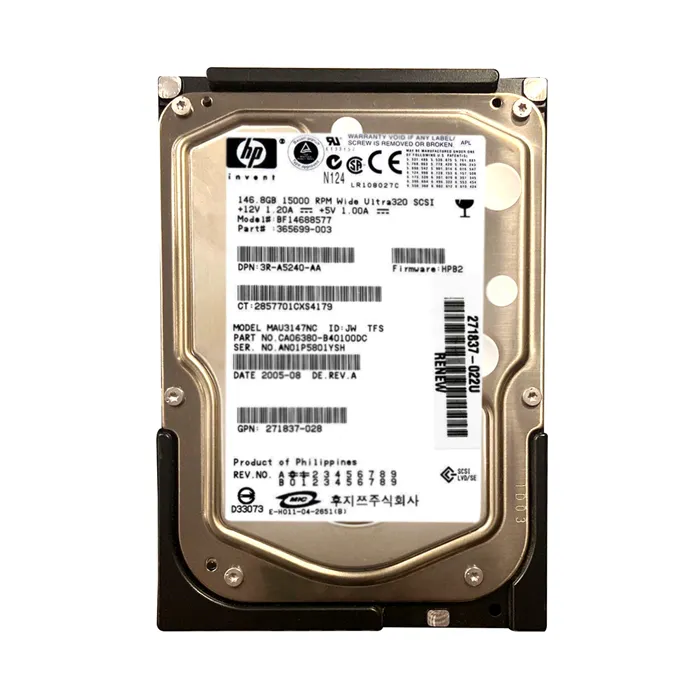 HP 365699-003 | 146GB 15000RPM Ultra320 SCSI Hot-Pluggable LVD 80-Pin 3.5-inch Hard Drive for ProLiant Server Refurbished - Hewlett-Packard (ou HP en abrégé) refurbished available on Gotodirect