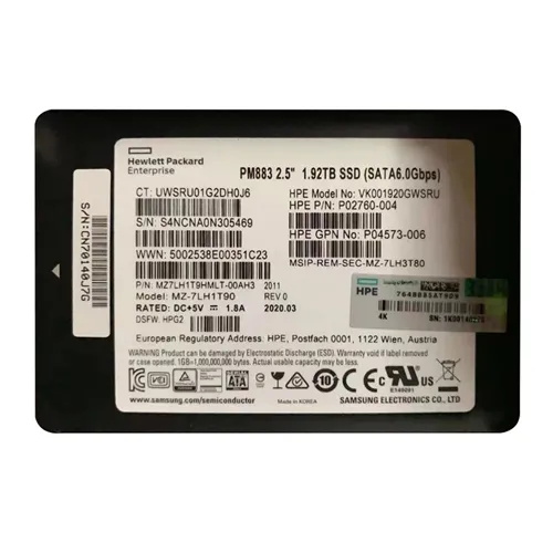 HP P04573-006 | 1.92TB SATA 6Gb/s Read Intensive 2.5-Inch Solid State Drive Refurbished - Hewlett-Packard (ou HP en abrégé) refurbished available on Gotodirect