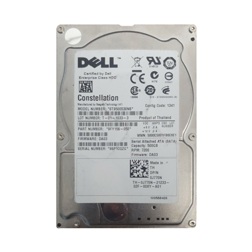 Dell 0J770N | 500GB 7200RPM SATA 3Gb/s Hot-Pluggable 2.5-Inch Hard Drive for PowerEdge Servers Refurbished - Dell refurbished available on Gotodirect