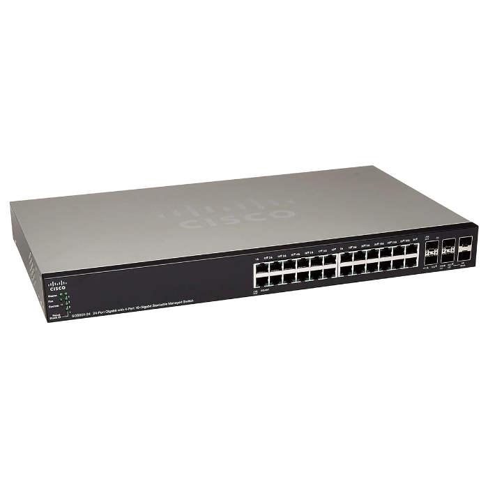 Cisco SG500X-24-K9 | Small Business 500 Series SG500X-24 24 x RJ-45 Ports 10/100/1000Base-T + 4 x SFP Ports+ Layer 3 Managed Rack-Mountable Gigabit Ethernet Network Switch Refurbished - Cisco Systems Inc. refurbished available on Gotodirect