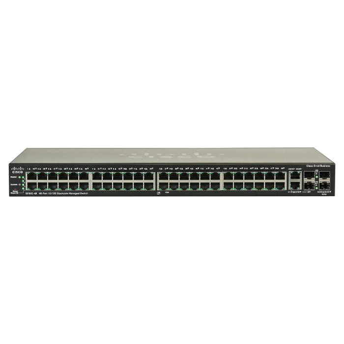 Cisco SF500-48-K9-NA | Small Business 500 Series 48 x RJ-45 Ports PoE 10/100Base-TX + 2 x Combo Gigabit SFP Ports + 2 x SFP Ports Layer 3 Managed Rack-mountable Stackable Fast Ethernet Network Switch Refurbished - Cisco Systems Inc. refurbished available on Gotodirect