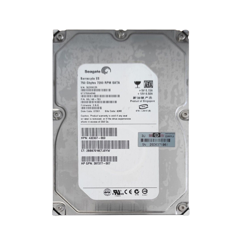 HP 432337-003 | 750GB 7200RPM SATA 1.5Gb/s NCQ Hot-Pluggable 3.5-inch Hard Drive for Gen1/7 ProLiant Server Refurbished - Hewlett-Packard (ou HP en abrégé) refurbished available on Gotodirect