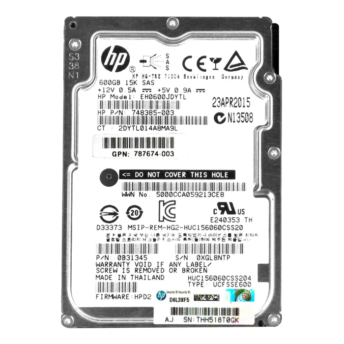 HP 787674-003 | 600GB 15000RPM SAS 12Gb/s Hot Swap 2.5-Inch Internal Hard Drive Refurbished - Hewlett-Packard (ou HP en abrégé) refurbished available on Gotodirect