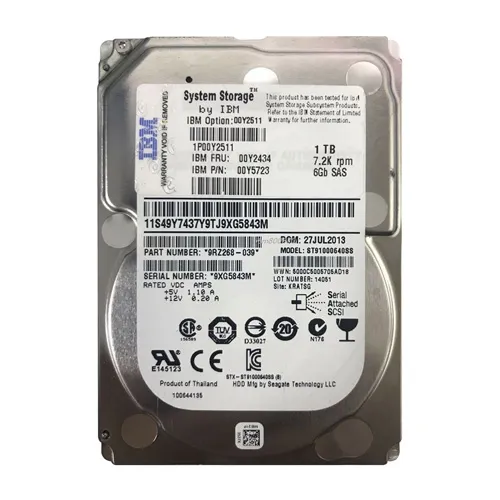 IBM 00Y2511 | 1TB 7200RPM SAS 6Gb/s Hot Swappable 2.5-Inch Hard Drive for Storage System V3700 Refurbished -  refurbished available on Gotodirect