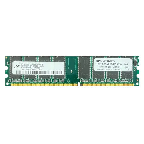 Buy Micron MT16VDDT12864AG-335CB | 1GB DDR-333MHz PC2700 Non-ECC Unbuffered UDIMM CL2.5 2Rx8 2.5V 184-Pin Memory Module Refurbished - $215.40 Micron MT16VDDT12864AG-335CB | 1GB DDR-333MHz PC2700 Non-ECC Unbuffered UDIMM CL2.5 2Rx8 2.5V 184-Pin Memory Module Refurbished - refurbished available on Gotodirect