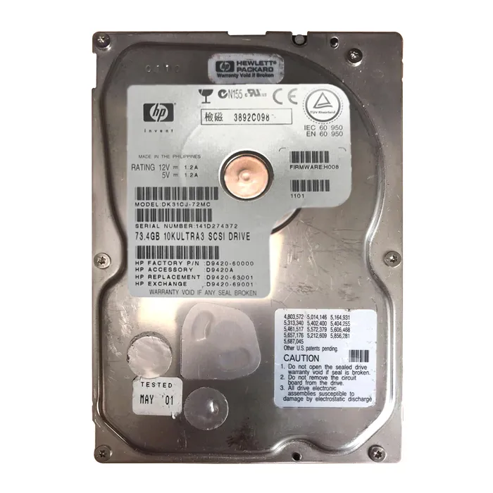 HP D9420-69001 | 73.4GB 10000RPM Ultra160 SCSI Hot Swappable LVD 80-Pin 3.5-Inch Hard Drive Refurbished - Hewlett-Packard (ou HP en abrégé) refurbished available on Gotodirect