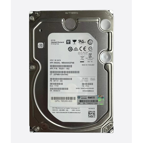 HP 765251-002 | 6TB 7200RPM SATA 6GB/s Hot-Pluggable 3.5-Inch LPc Hard Drive for ProLiant Gen8/Gen9/Gen10/Gen10+/Gen11 Servers Refurbished - Hewlett-Packard (ou HP en abrégé) refurbished available on Gotodirect