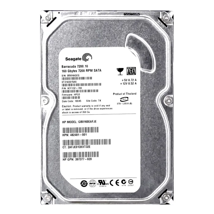Seagate 9CY132-780 | BarraCuda 7200.10 Series 160GB 7200RPM SATA 3Gb/s 8MB Cache (RoHS) 3.5-Inch Hard Drive Refurbished - Seagate refurbished available on Gotodirect