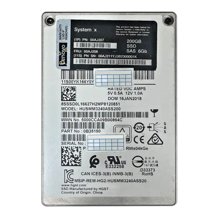 Lenovo 00AJ207 | 200GB Multi-Level Cell SAS 6Gb/s Hot Swappable 2.5-Inch Solid State Drive for System x3550 M5 Refurbished - Lenovo refurbished available on Gotodirect
