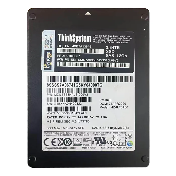 Lenovo 01KR557 | 3.84TB SAS TLC 12Gbps 2.5-Inch Internal Solid State Drive Refurbished - Lenovo refurbished available on Gotodirect